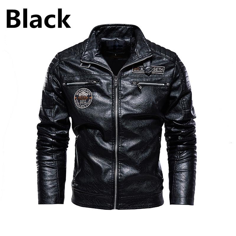 1Pcs Herren Winter Windschutz Leder Jacke Motorrad Jacken Mantel verdicken Mantel 2XL schwarz von Joom DACH