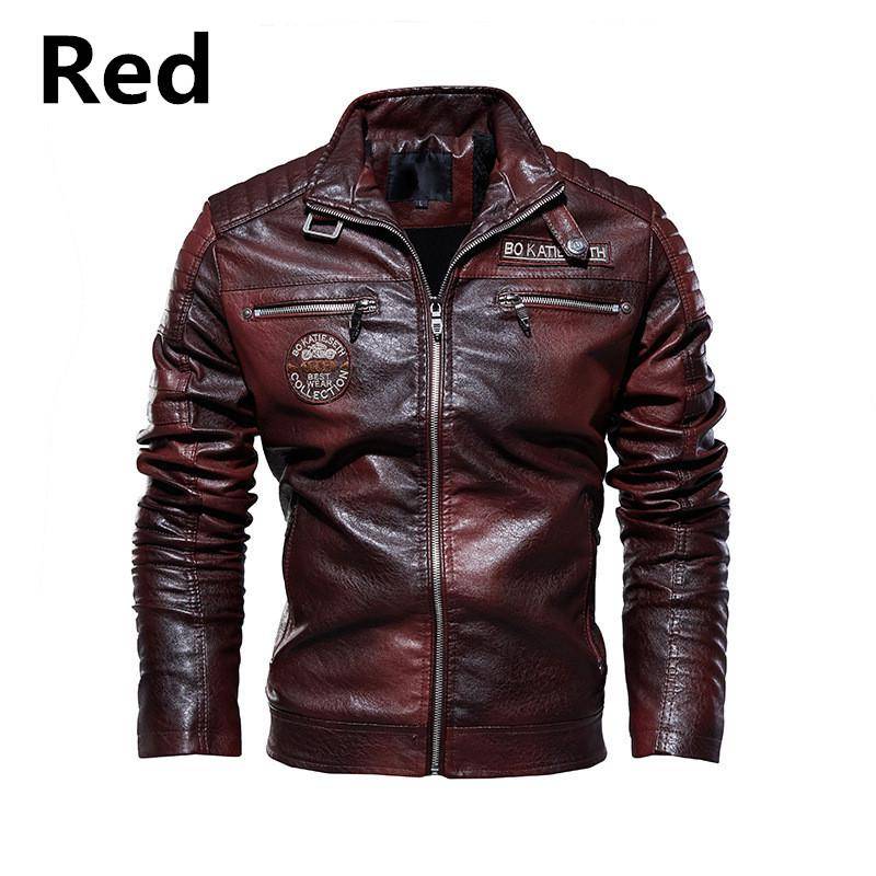 1Pcs Herren Winter Windschutz Leder Jacke Motorrad Jacken Mantel verdicken Mantel 4XL rot von Joom DACH