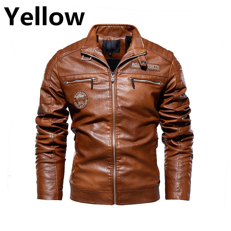 1Pcs Herren Winter Windschutz Leder Jacke Motorrad Jacken Mantel verdicken Mantel XL gelb von Joom DACH