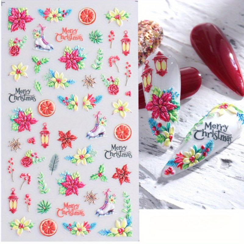 1pc 5D Geprägte Nail art Aufkleber Glocke Schneeflocke Bogen Gravierte Slider Weihnachten Baum Niedlichen Bären Candy Gel Polnischen abziehbilder Maniküre Dekor rose rot von Joom DACH