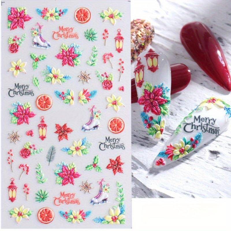 1pc 5D Geprägte Nail art Aufkleber Glocke Schneeflocke Bogen Gravierte Slider Weihnachten Baum Niedlichen Bären Candy Gel Polnischen abziehbilder Maniküre Dekor rose rot von Joom DACH