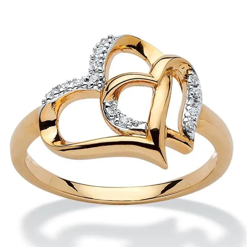 1pc Doppel Herz Hohl Liebe Vorschlag Künstliche Diamant Ring Für Männer Und Frauen Paar Ring Schmuck Geschenk 10 gold von Joom DACH