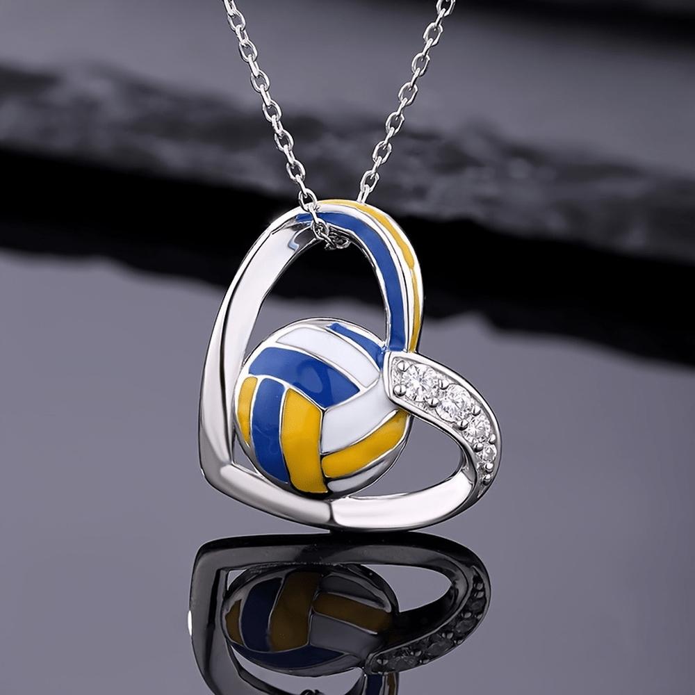 1 Stück Mode Böhmischer Stil Platin-plattierte Halskette, Sports Form Schmuck, Herzform Anhänger Volleyball-Halskette für Männer von Joom DACH
