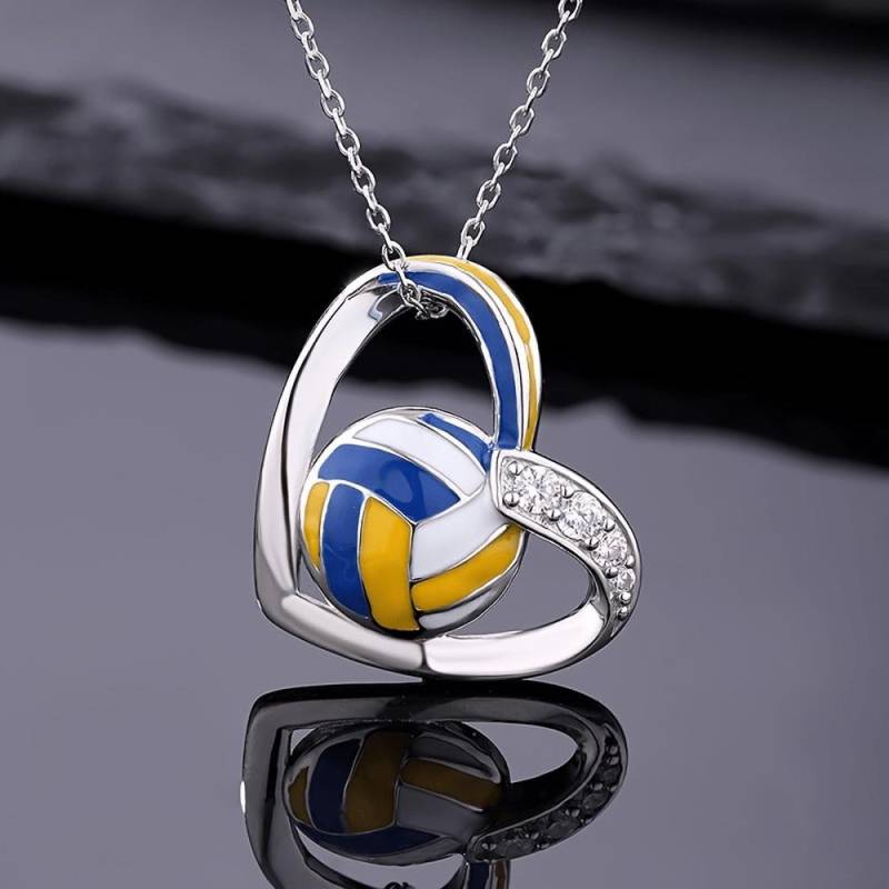 1 Stück Mode Böhmischer Stil Platin-plattierte Halskette, Sports Form Schmuck, Herzform Anhänger Volleyball-Halskette für Männer von Joom DACH