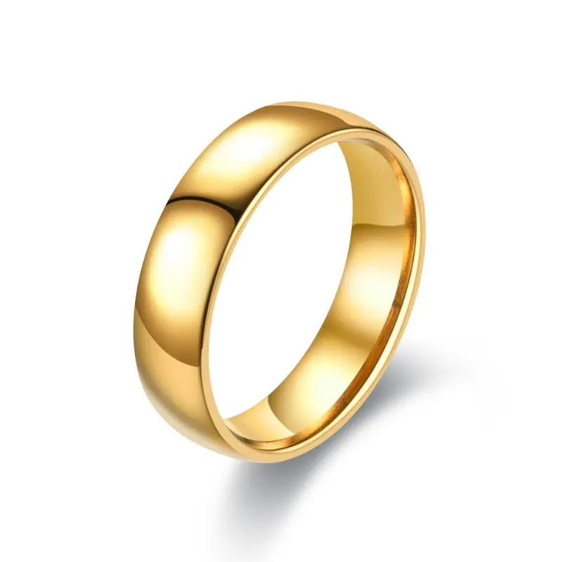 1pc Mode Luxus Engagement Hochzeit Ring 6mm Weibliche 4mm Paar Einfachen Stil Ring Schmuck men-9 gold von Joom DACH