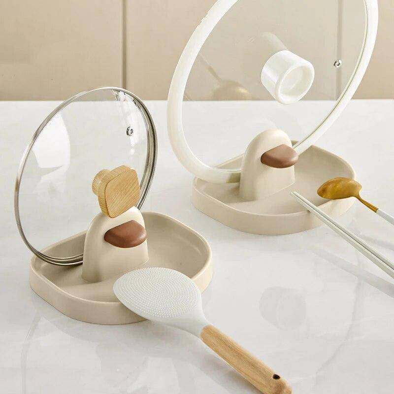 1pc Multifunktionale Kunststoff Küche Arbeitsplatte Lagerung Rack Haushalt Suppe Löffel Topf Abdeckung Lagerung Rack von Joom DACH