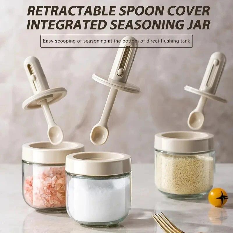 1pcSeasoning Flasche Home Küche Gewürz Box Sub-verpackt Salz Mononatriumglutamat Gewürz Glas Löffel Lagerung Box Dicht 1PC weiß von Joom DACH