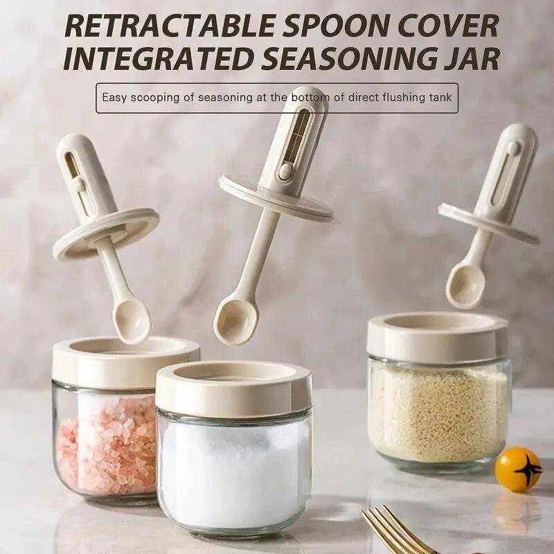 1pcSeasoning Flasche Home Küche Gewürz Box Sub-verpackt Salz Mononatriumglutamat Gewürz Glas Löffel Lagerung Box Dicht 1PC weiß von Joom DACH