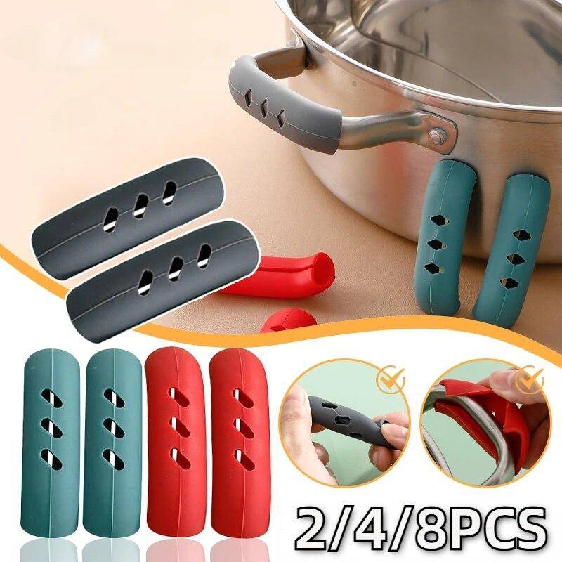 2/4/8Pcs Silikon Topf Griffe Abdeckung Anti-verbrühungen Wärme-beständig Topf Ohr Clip Nicht-slip Auflauf Pan Griff Küche Zubehör 2pcs rot von Joom DACH
