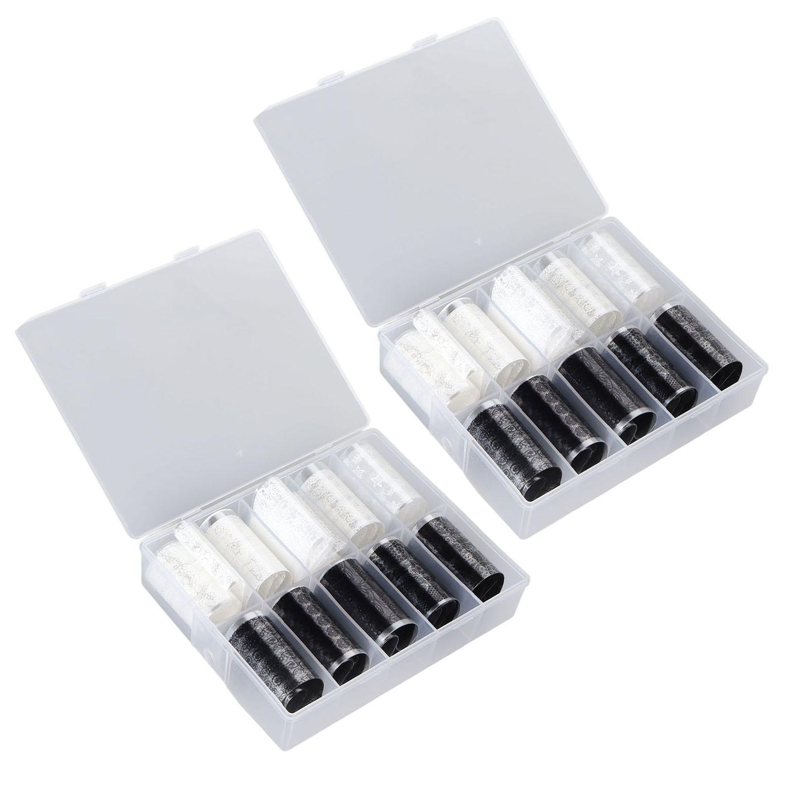 2 Flaschen 10 Gitter Nagel Folien Transfer Aufkleber Schwarz Weiß Spitze Nagelkunst Folien Designs Nagelspitze von Joom DACH