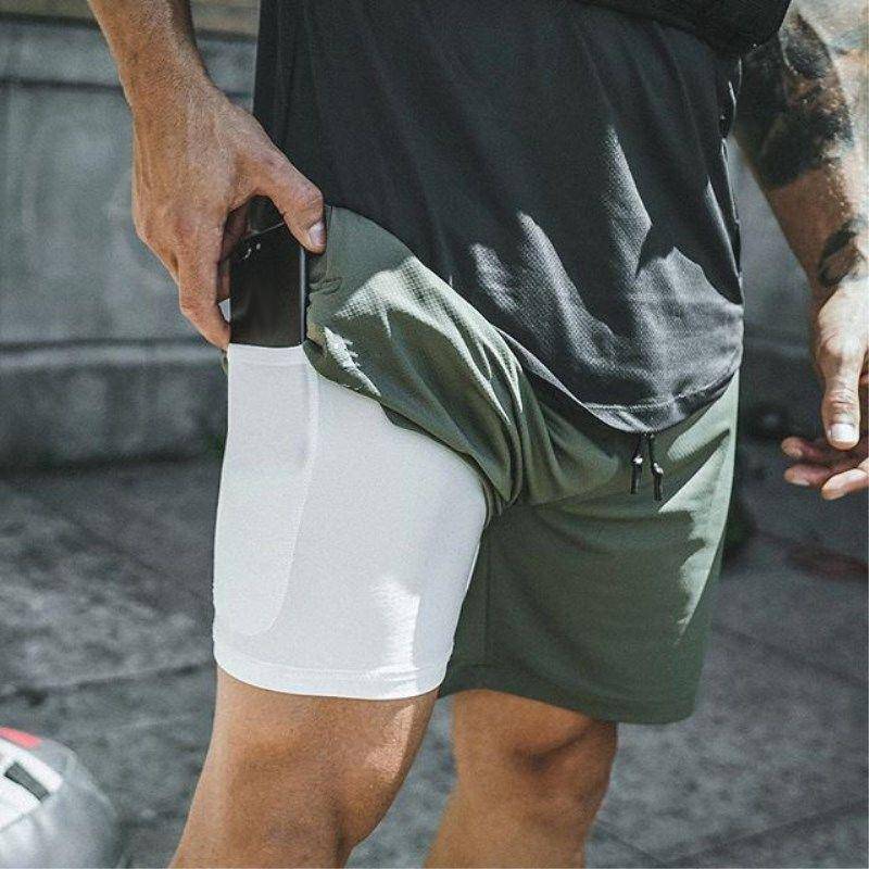 2 In 1 Sport Shorts Herren Gym Fitness Schnell trocknend Lauf Training Casual Basketball Shorts XXL von Joom DACH