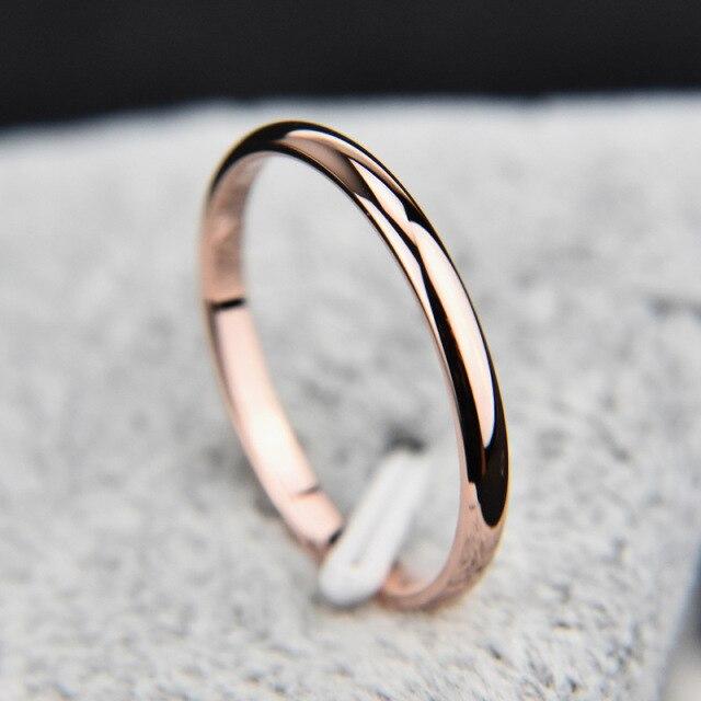 2 MM Dünner Edelstahl Dreifarbiger Partnerring Schlichter Modischer Roségoldener Fingerring für Damen Schmuck 5 von Joom DACH