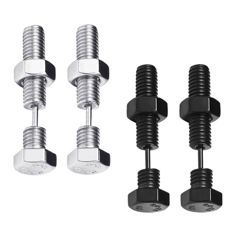 2 Paar Edelstahl Piercing Schraubohrringe Ohrstecker Punk Stil Modeschmuck für Männer Frauen von Joom DACH