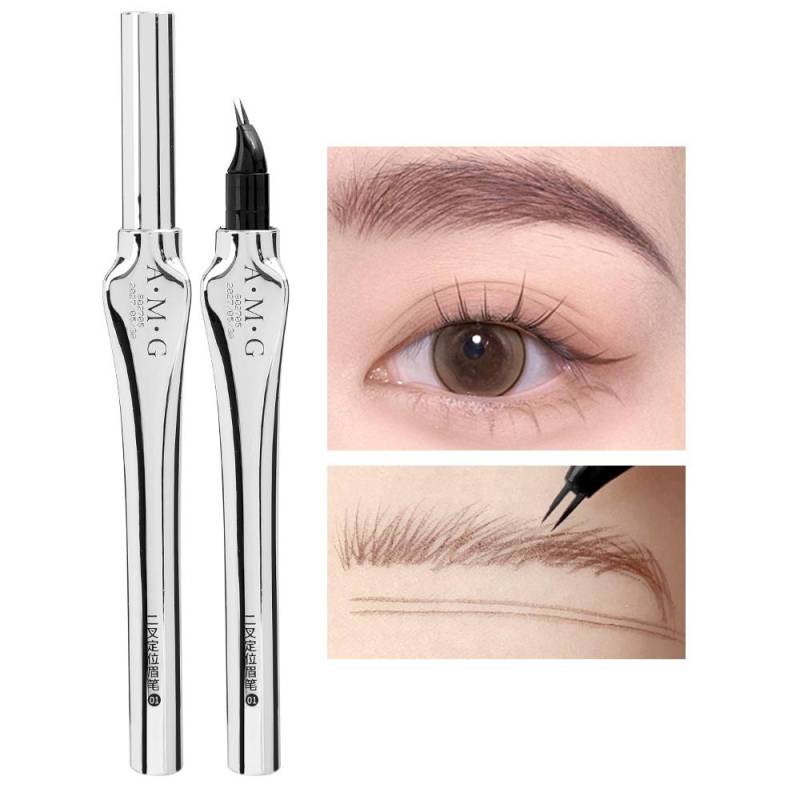 2-Punkt-Augenbrauenstift, dauerhafter Wild-Augenbrauenstift, flüssiges Augenbrauen-Tattoo, wasserfest, liegender Seidenraupen-Augenbrauen-Eyeliner-Stift, einfach zu verwendende Augen-Make-up-Tools braun von Joom DACH