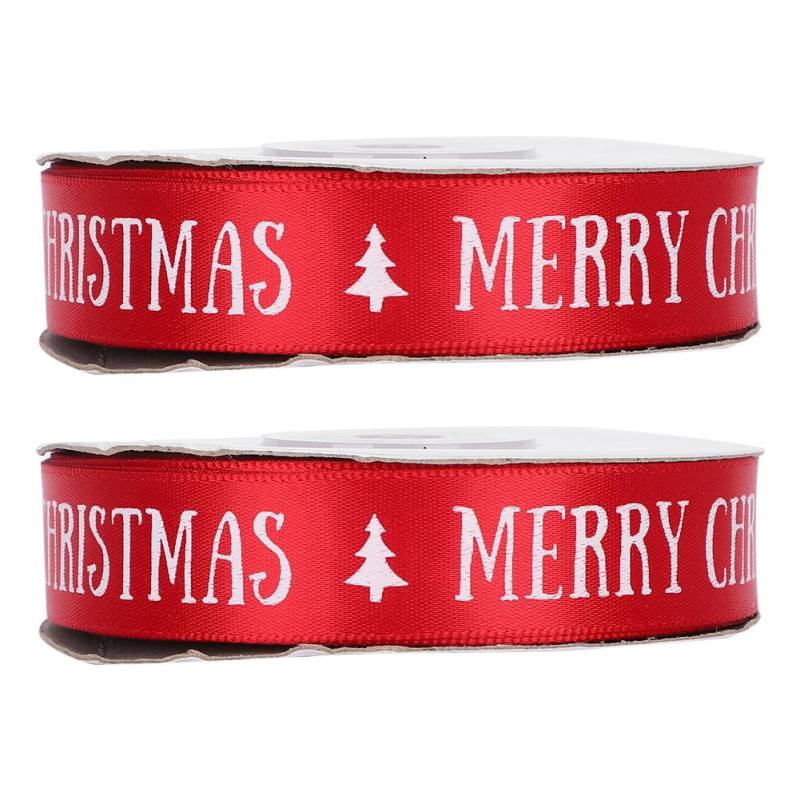 2 Rollen Satinband Polyester Weihnachts-Stil Geschenkverpackung Gurtband Dekoration Handwerk von Joom DACH