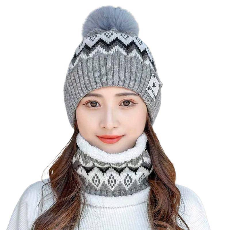 2 STÜCK Mützen Radfahren Winddichte Mütze Schal Set Outdoor Plüsch Samt Winter Ohrenschutz Nackenwärmer Frauen grau von Joom DACH