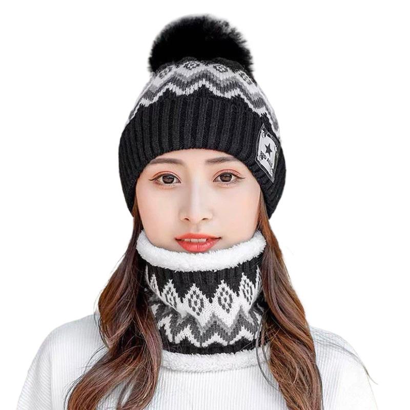 2 STÜCK Mützen Radfahren Winddichte Mütze Schal Set Outdoor Plüsch Samt Winter Ohrenschutz Nackenwärmer Frauen schwarz von Joom DACH