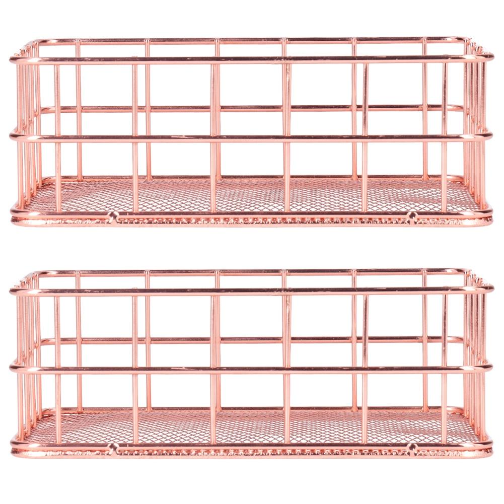 2 STÜCK Nordisch Schlicht Roségold Schmiedeeisen Aufbewahrungskorb Desktop Organizer BehälterS S von Joom DACH