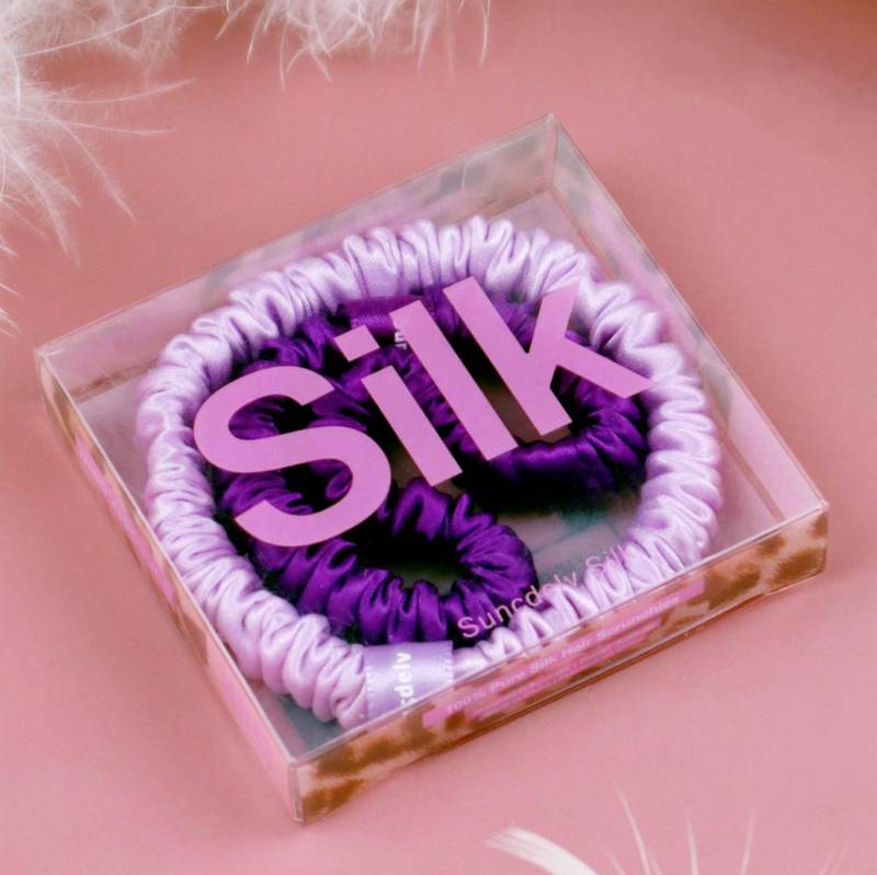 2 STÜCKE 100% Seide Haargummis für Frauen Mädchen Hochwertige Haargummis Haarbänder Seide Geeignet für Valentinstag 22Momme Seidenhaar-Accessoires von Joom DACH