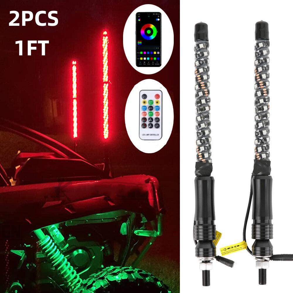 2 STÜCKE 1FT LED Peitschenlichter, Fernbedienung Fahnenmast Antennenpeitschen, für UTV, ATV, Off Road, Lkw, Sand, Buggy Dune, RZR von Joom DACH
