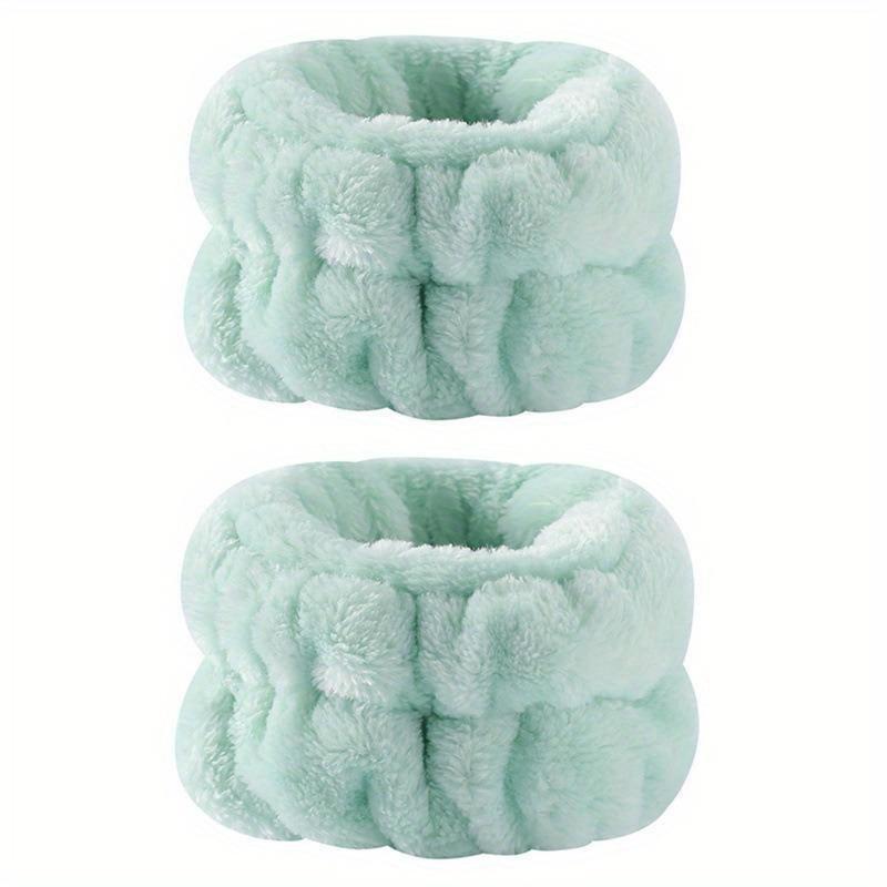 2 STÜCKE Wiederverwendbare Spa Handgelenk Waschband Weiche Mikrofaser Handtuch Armbänder für Gesicht Waschen Frauen Mädchen Yoga Laufen Sport Handgelenk Schweißband grün von Joom DACH