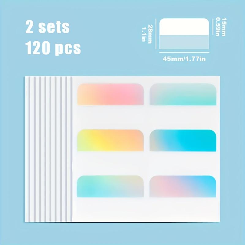 2 Sets mit Cartoon-Indexaufklebern, Haftnotizen, Etiketten mit allmählicher Farbänderung, Haftnotizen mit Sternen, transparente Haftnotizen large von Joom DACH