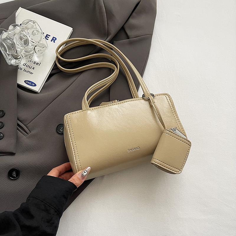 2 Stück/Set Kleine PU-Leder Achseltaschen für Damen 2025 Y2k Neue Mode Einfache Schultertasche Handtaschen Umhängetasche apricot von Joom DACH