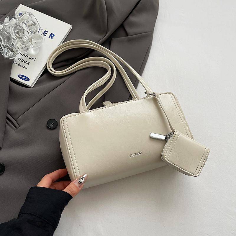 2 Stück/Set Kleine PU-Leder Achseltaschen für Damen 2025 Y2k Neue Mode Einfache Schultertasche Handtaschen Umhängetasche beige von Joom DACH