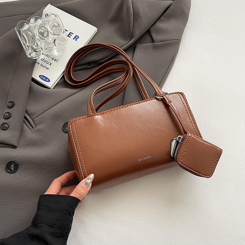 2 Stück/Set Kleine PU-Leder Achseltaschen für Damen 2025 Y2k Neue Mode Einfache Schultertasche Handtaschen Umhängetasche braun von Joom DACH