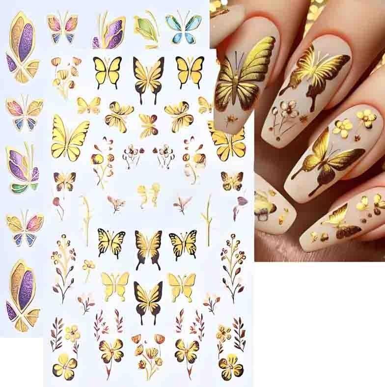 2 Stück 3D Nagelsticker Blume Pflanzen Nail Art Aufkleber Floral Blatt Frühling Slider Maniküre Deko von Joom DACH