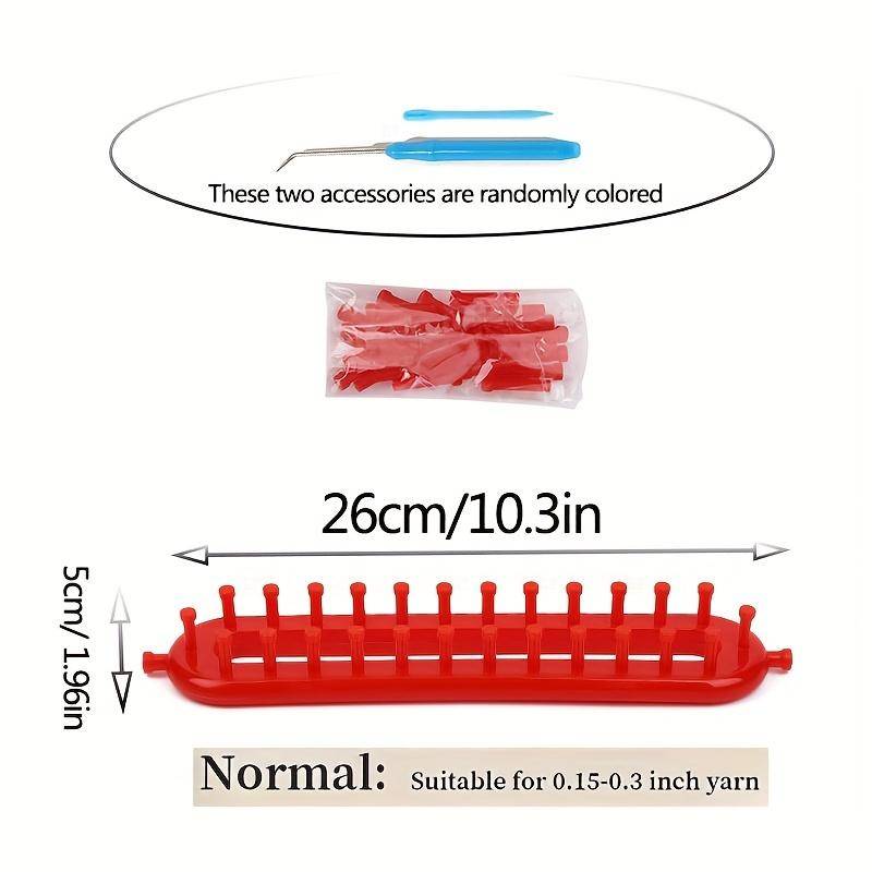 2 Stück DIY Strickwebstuhl-Set mit Häkelnadel - Handgefertigtes Handwerk Webwerkzeuge für Decken, Schals, Hüte & Schals - Rot/Gelb, Webwebstuhl-Garn 1pc von Joom DACH