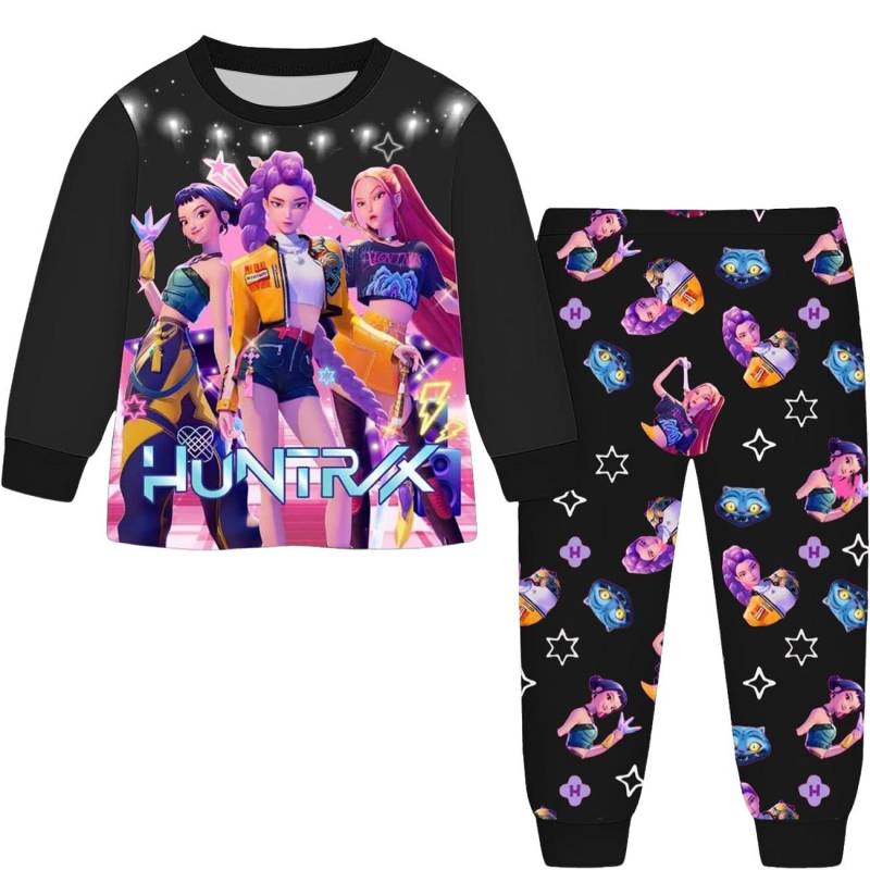 2 Stück Film K-Pops Dämonenjäger Kawaii Pyjama Set Mädchen Cosplay Nachtwäsche Anime Langarm Oberteile+Hose Fans Halloween Geschenk 110cm von Joom DACH