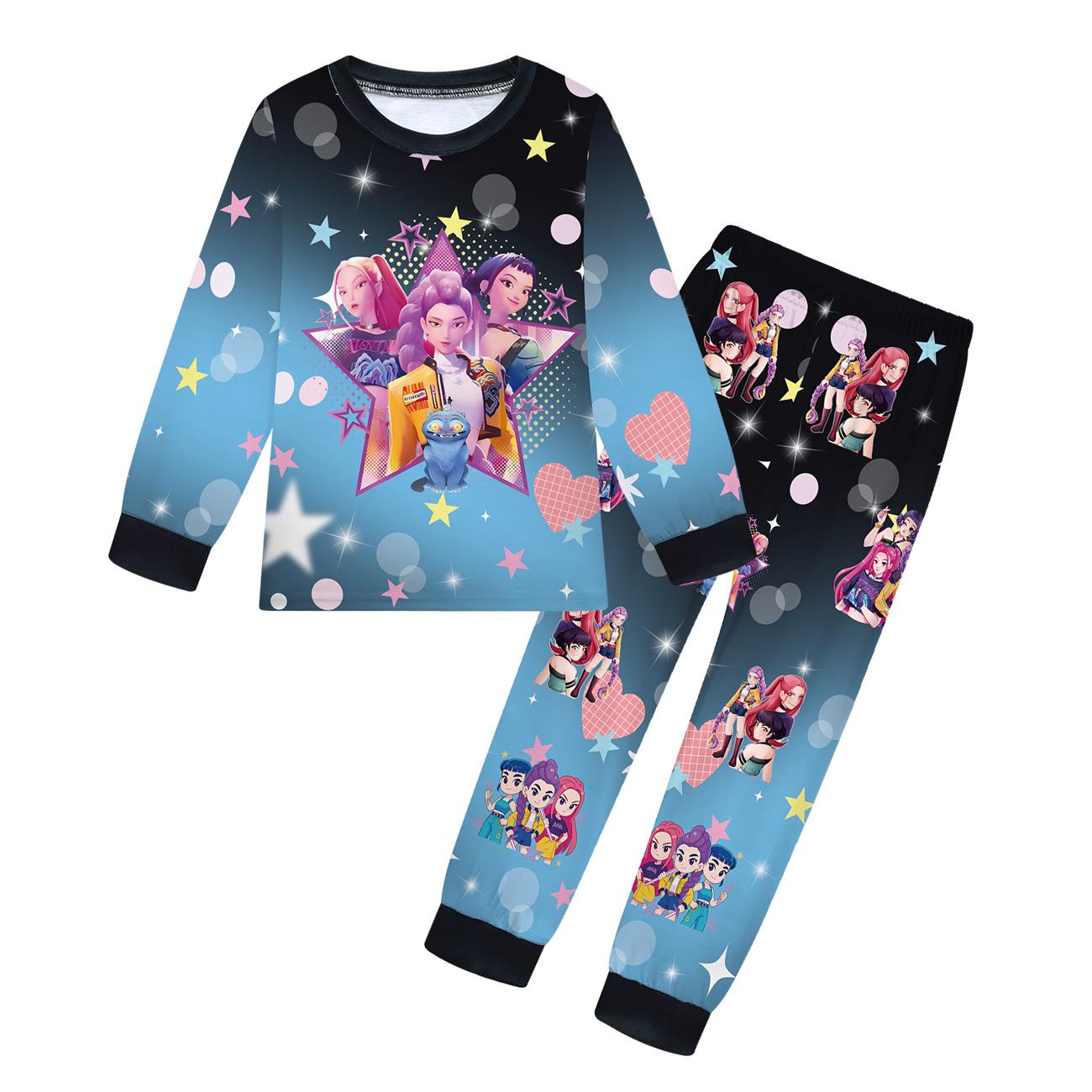2 Stück Film K-Pops Dämonenjäger Kawaii Pyjama Set Mädchen Cosplay Nachtwäsche Anime Langarm Oberteile+Hose Fans Halloween Geschenk 120cm von Joom DACH