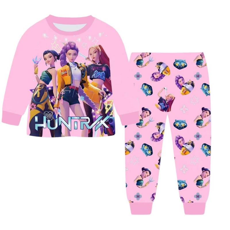 2 Stück Film K-Pops Dämonenjäger Kawaii Pyjama Set Mädchen Cosplay Nachtwäsche Anime Langarm Oberteile+Hose Fans Halloween Geschenk 160cm rosa von Joom DACH