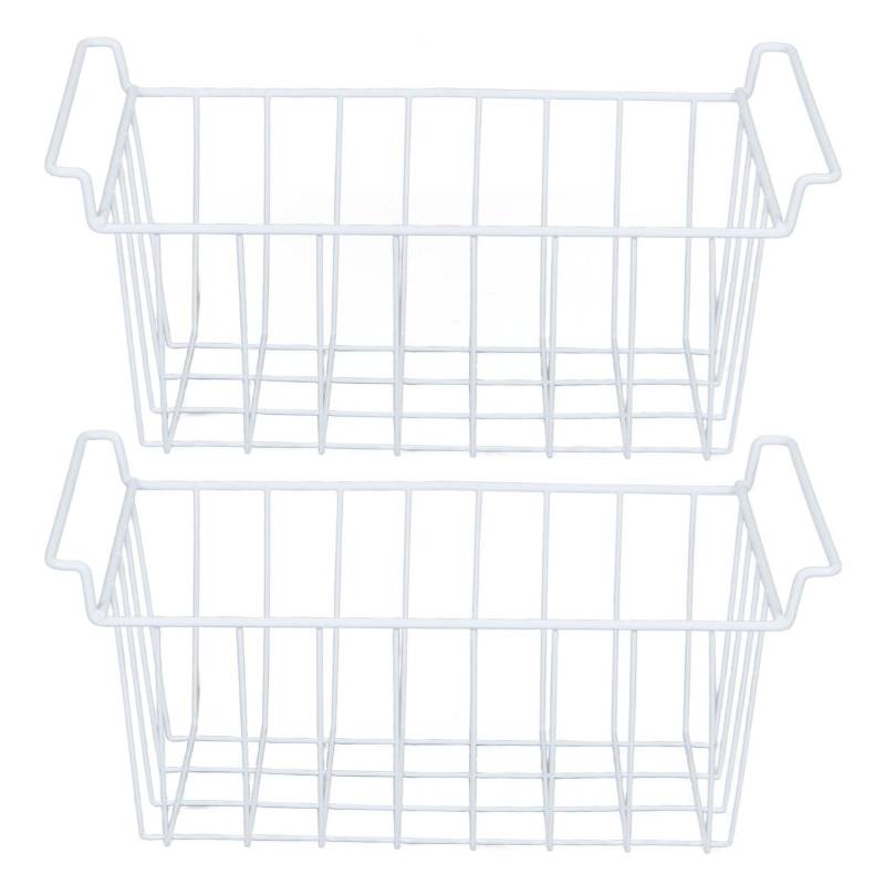 2 Stück Gefrierdraht-Aufbewahrungskorb, Organizer, Metallregal zum Aufhängen mit PE-Beschichtung, L 45 cm x B 24,5 cm L 44.5cm X W 24.5cm X H 20cm von Joom DACH