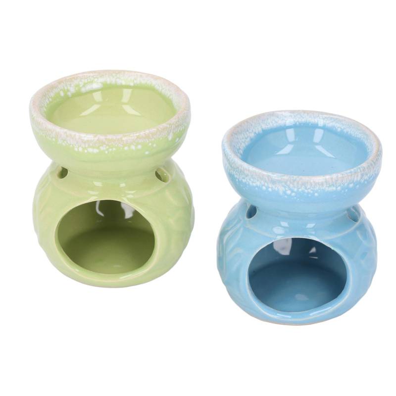 2 Stück Grün Blau Keramik Ätherisches Öl Brenner Teelichthalter Duft Ätherisches Wachs Brenner von Joom DACH
