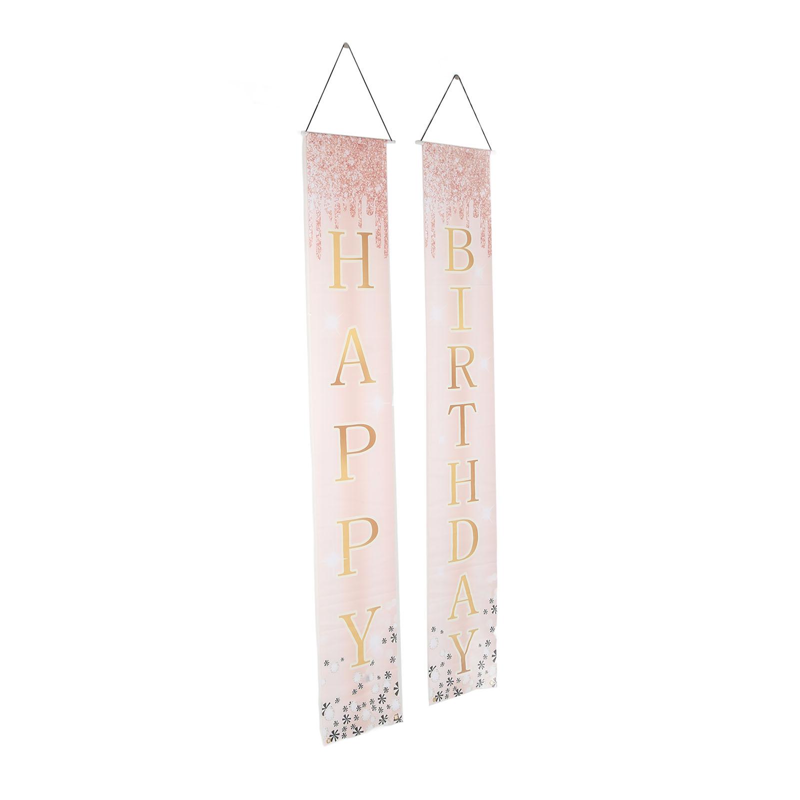 2 Stück Happy Birthday Veranda Schild Reißfest Rosa Thema Leichter Glitzer Geburtstags-Hintergrundschild für von Joom DACH