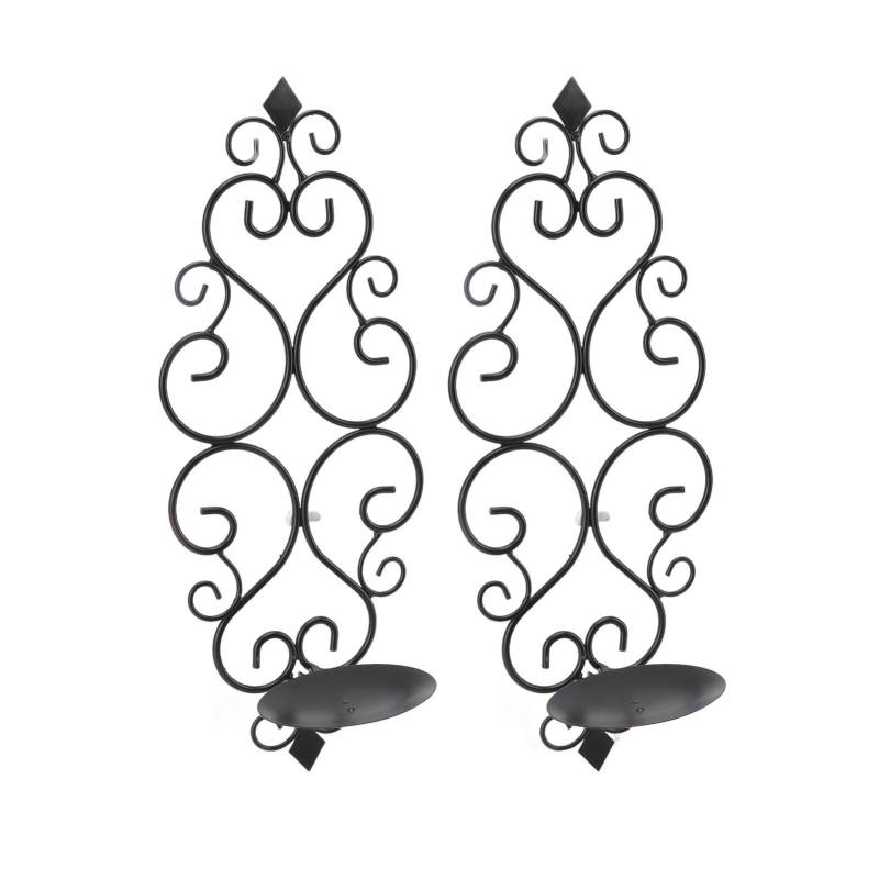 2 Stück Kerzenhalter Exquisiter Klassischer Stil Schwarzes Eisen Wandmontierter Kerzenständer für Wohnzimmer von Joom DACH