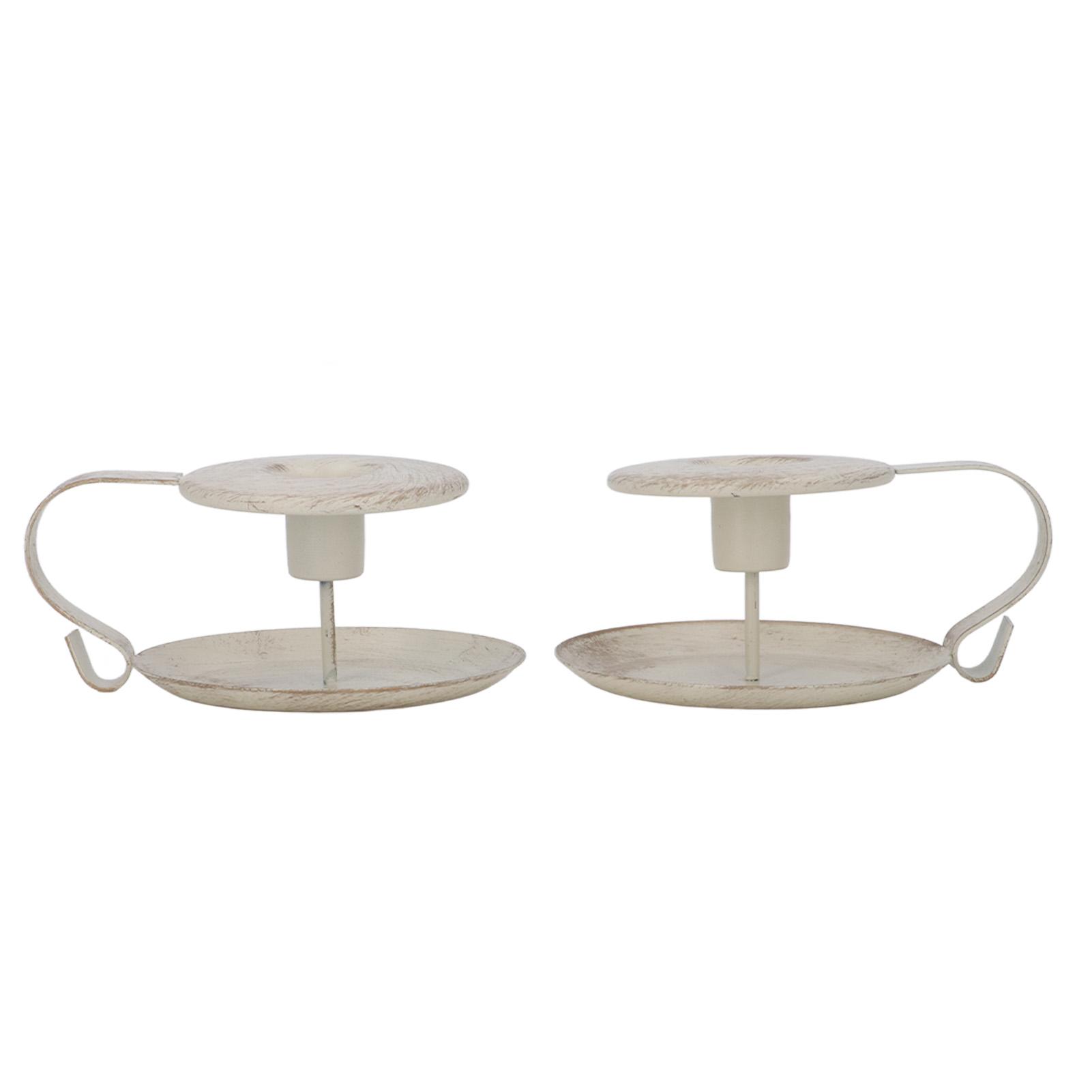 2 Stück Kerzenhalter für Stabkerzen Schlichtes Eisen-Kerzenleuchter mit geschwungenem Griff im antiken Finish für romantische von Joom DACH