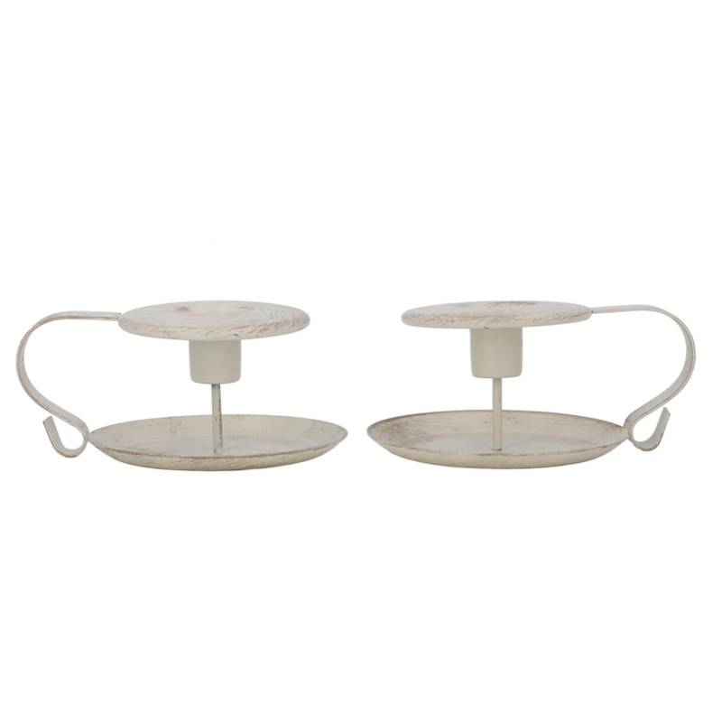 2 Stück Kerzenhalter für Stabkerzen Schlichtes Eisen-Kerzenleuchter mit geschwungenem Griff im antiken Finish für romantische von Joom DACH