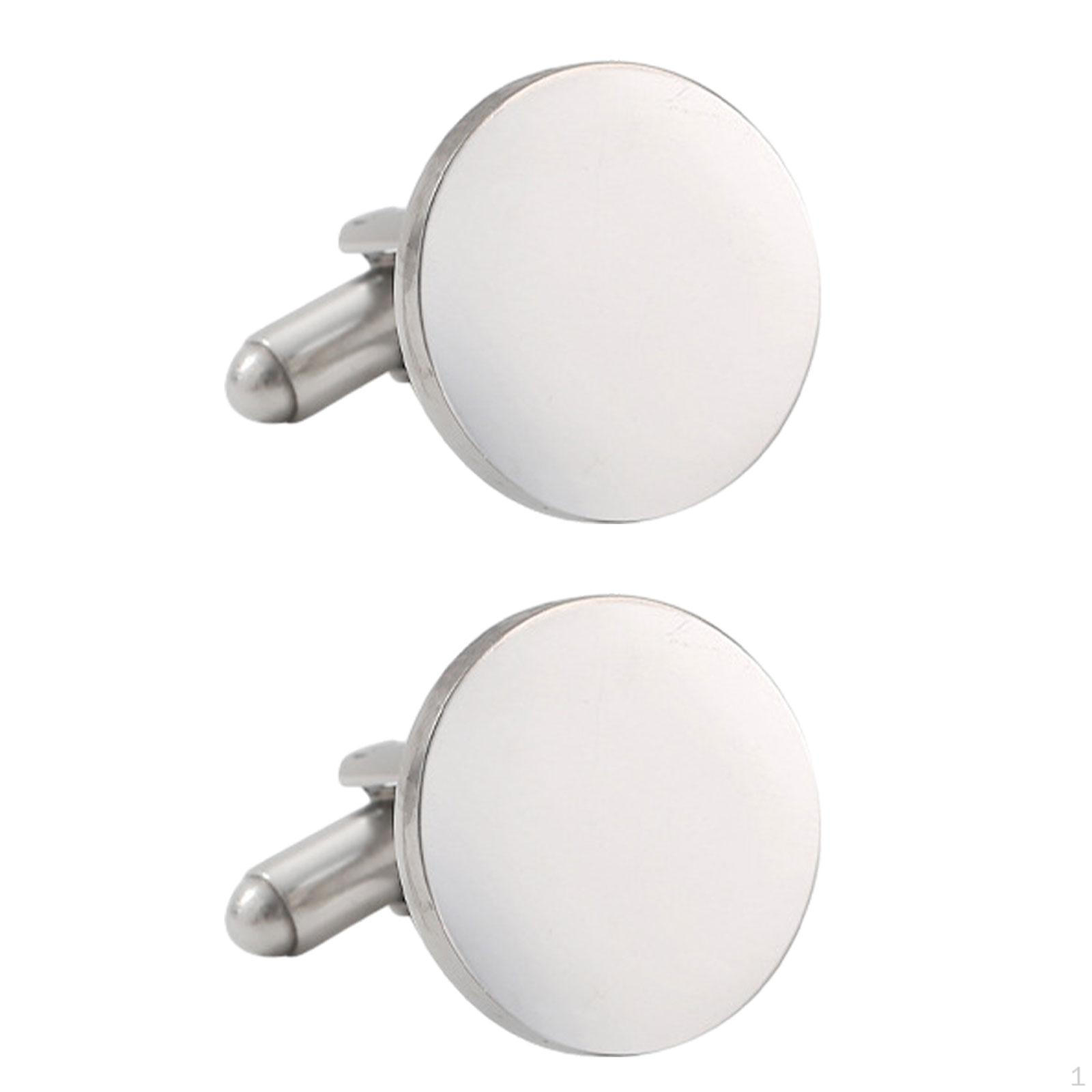 2 Stück Manschettenknöpfe für Herren, Runde Knöpfe für Hemd und Geschäftliche Anlässe silber von Joom DACH