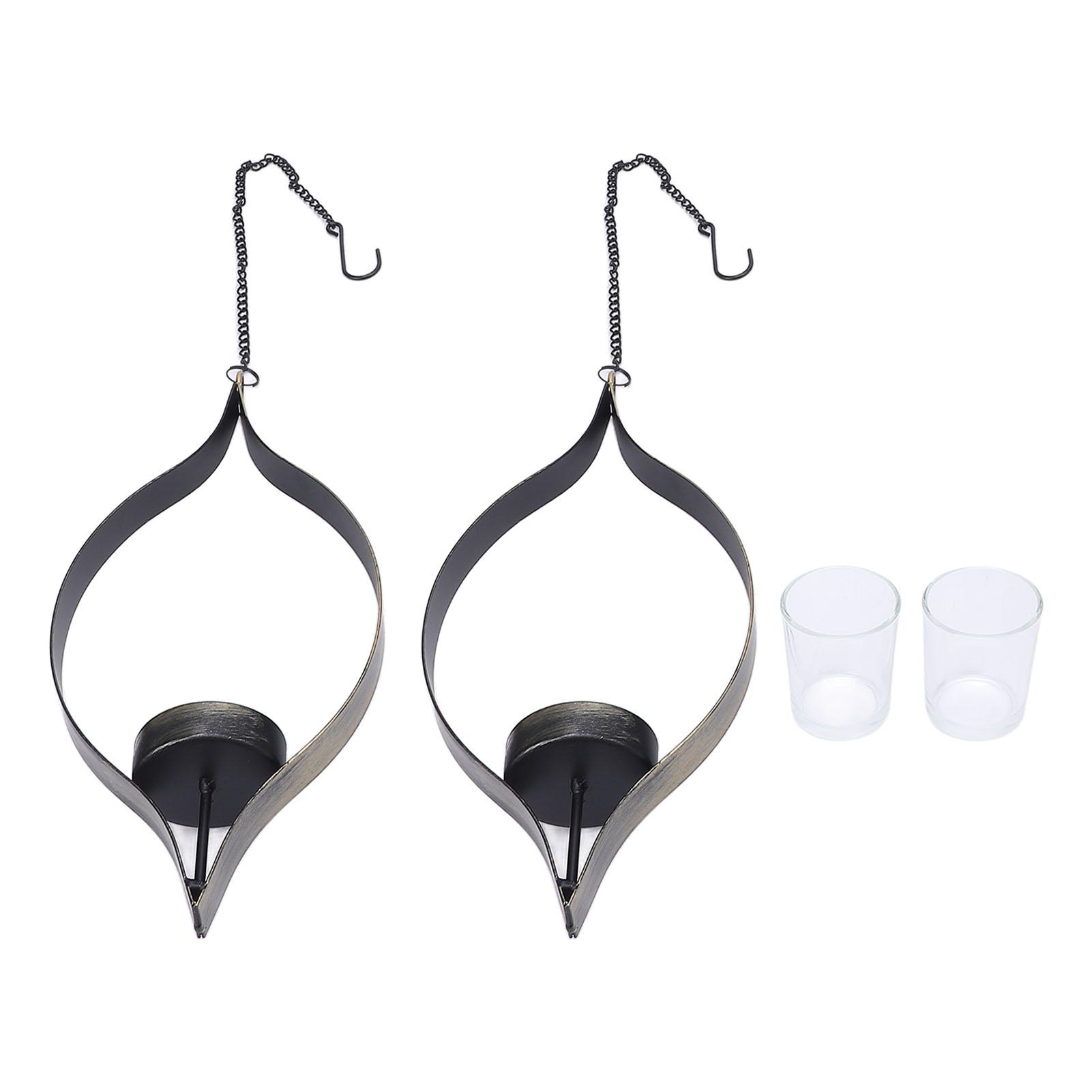 2 Stück Metall Hängekerzenhalter Vintage Dekorative Eisen Wandkerzenleuchter Teelichthalter von Joom DACH