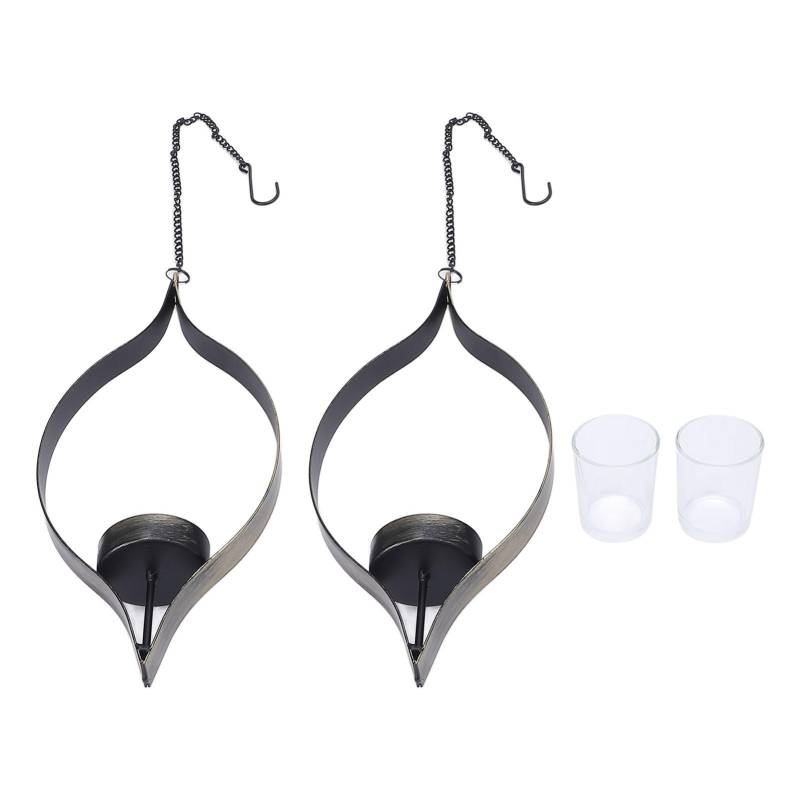 2 Stück Metall Hängekerzenhalter Vintage Dekorative Eisen Wandkerzenleuchter Teelichthalter von Joom DACH