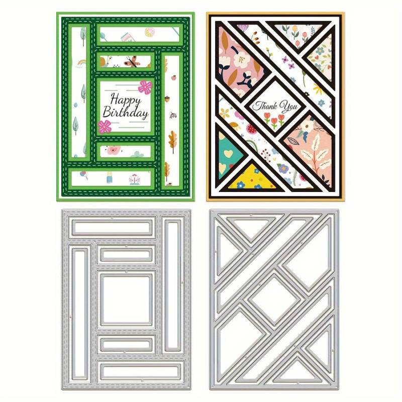 2 Stück Patchwork Rechteck Hintergrund Grußkartenherstellung Stempel Stanzformen Set - DIY Metallschneide- und Prägewerkzeug für Scrapbook Papierbasteln 2Pcs von Joom DACH
