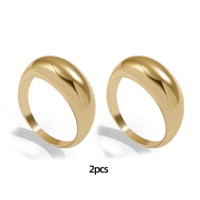 2 Stück Punk Hip-Hop klobige Ringe für Frauen Mädchen trendiger geometrischer Kreis Stapel Goldring minimalistischer Party-Hochzeitsschmuck US Size 6 von Joom DACH