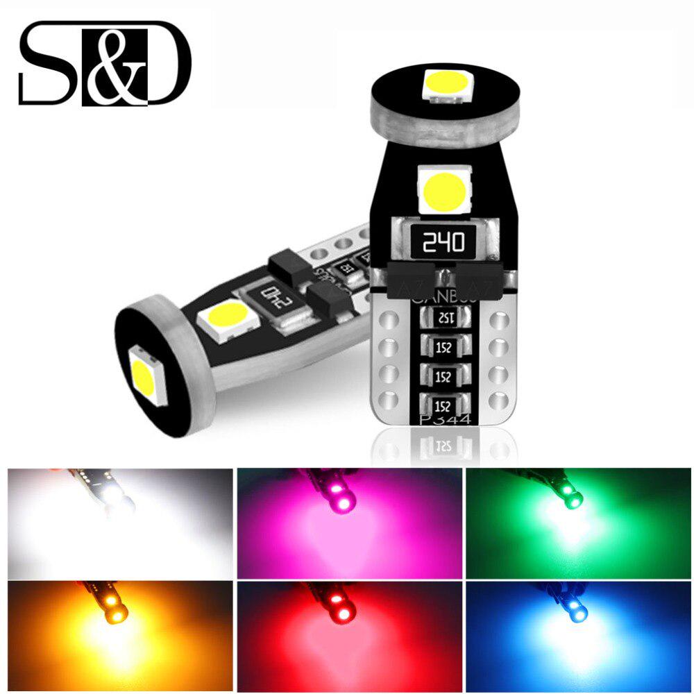 2 Stück T10 W5W LED-Lampen, Canbus-Fehlerfrei, Auto-Umrissleuchten, Leselampe, Auto-Dome-Tür-Birne, Zubehör, Weiß, Rot, Gelb, Grün, Blau, Rosa rosa von Joom DACH