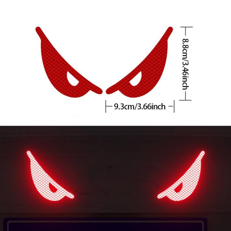 2 Stück Teufelsauge Reflektierende Motorradhelme Aufkleber Nachtlicht Dekor für KTM Honda Auto Reflektierende Aufkleber rot von Joom DACH