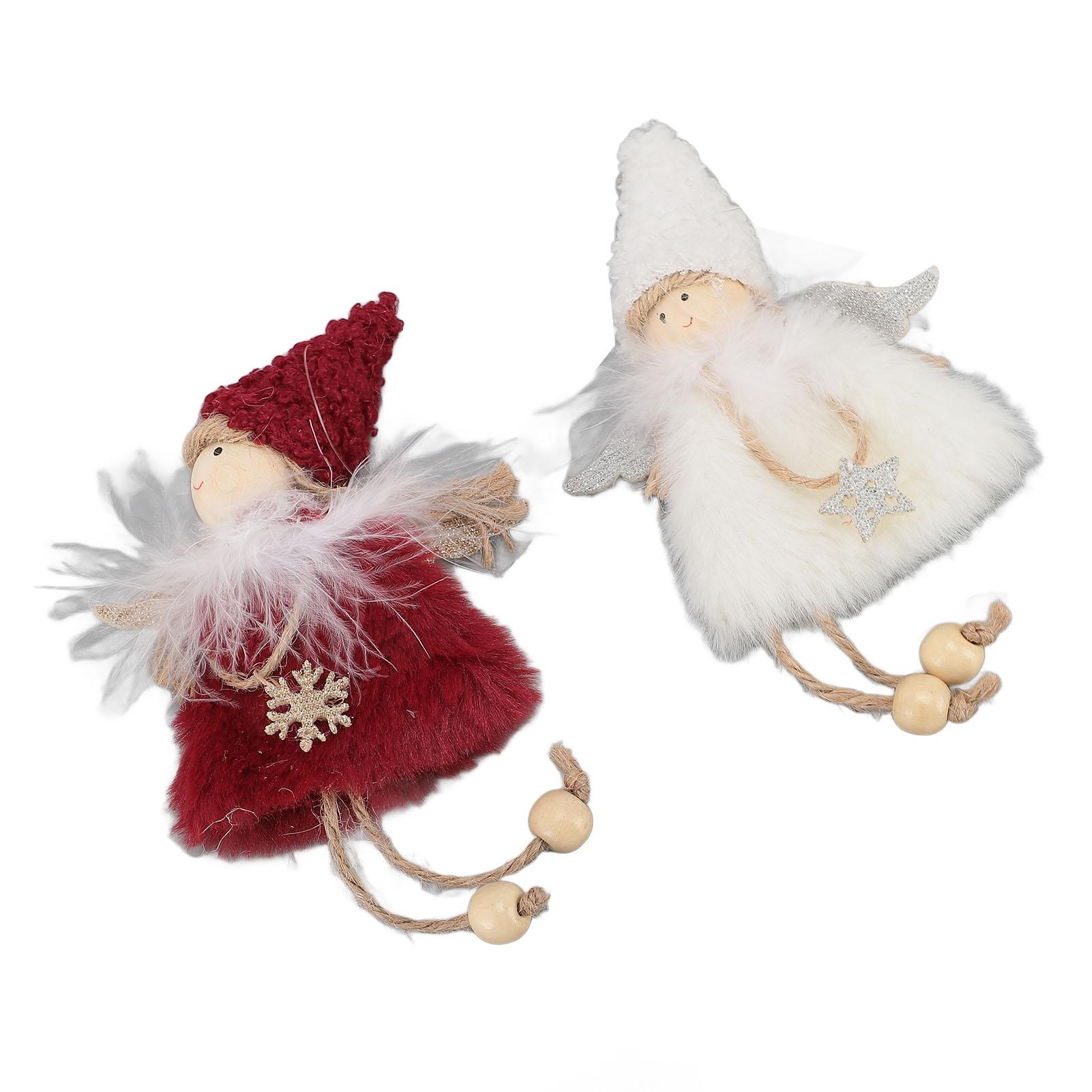 2 Stück Weihnachtsbaum Plüschornamente Mini Weich Tür Wandbehang Mädchen Puppenhaus Dekoration Weiß Rot von Joom DACH