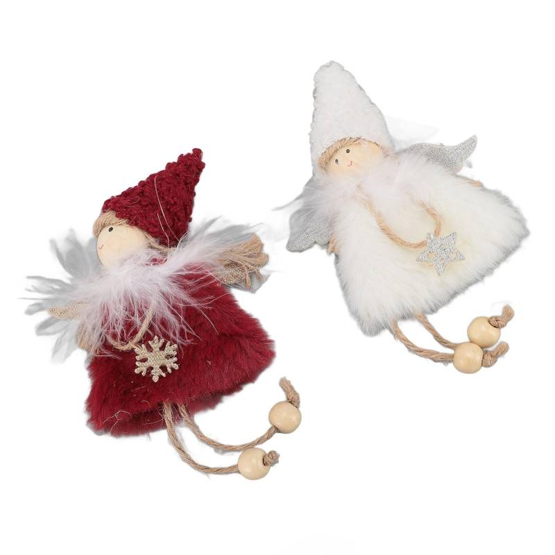 2 Stück Weihnachtsbaum Plüschornamente Mini Weich Tür Wandbehang Mädchen Puppenhaus Dekoration Weiß Rot von Joom DACH