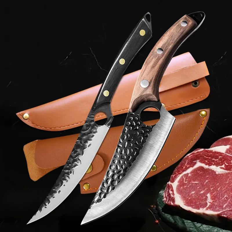 2 Stück geschmiedete Küchenmesser Metzger Fleischmesser Ausbeinmesser Chef Schneidemesser Grill Angeln Cutter mit Scheide von Joom DACH